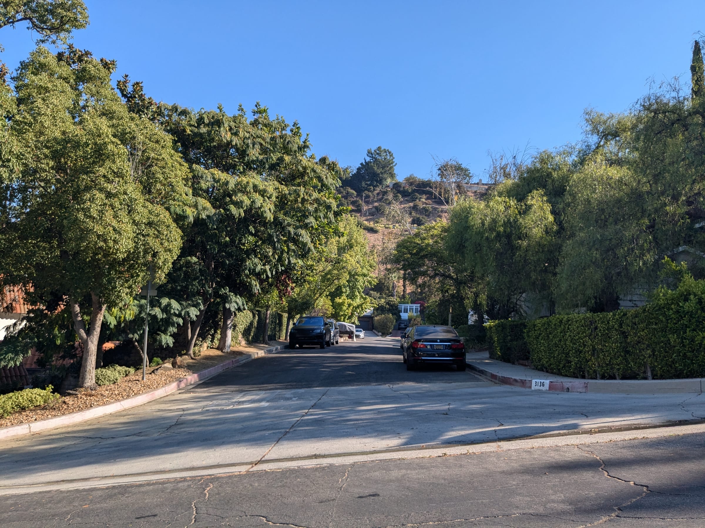 Sunlit view over The Dona Streets and Laurelwood, featuring iconic mid-century architecture
